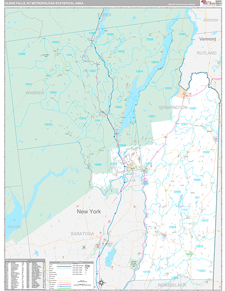 Glens Falls, NY Metro Area Wall Map